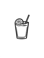 Yellow Lemon Alcoholic Refreshing Summer Cocktail Drink Icon Symbol