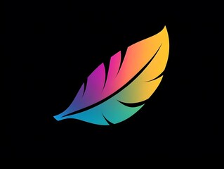 Minimalism Soft Simple Colorful Feather Icon logo symbol