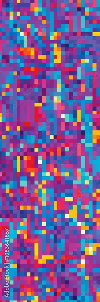 Poster digital glitch pattern with colorful and abstract pixel details
