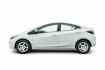 Fototapeta premium White sedan car on white background.