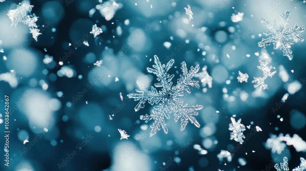 Poster Intricate Snowflake with Blurred Background