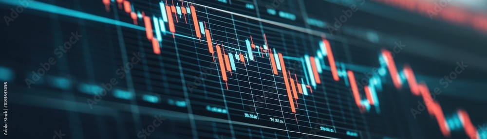 Aufkleber a close-up view of a financial chart displaying market trends with fluctuating lines and candlestick
