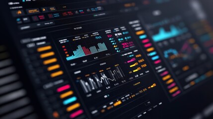 A colorful digital dashboard displaying various data visualizations, including graphs and charts, indicative of analytical insights.