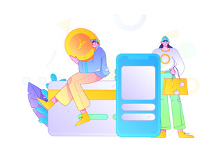 Obraz premium Internet financial management investment flat vector concept operation hand drawn illustration 