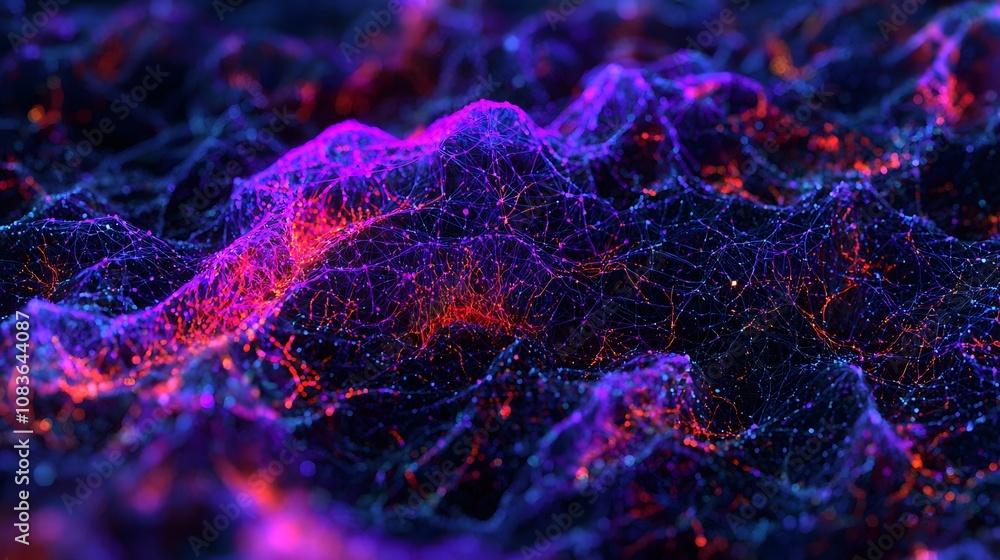 Poster Dynamic neural network visualization abstract environment 3d render digital art colorful concept