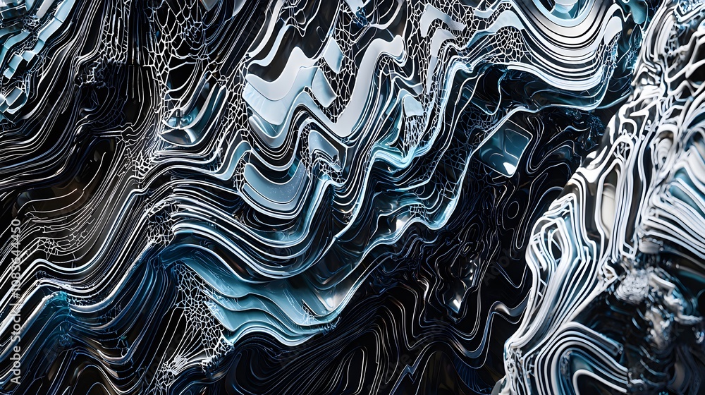 Aufkleber Fluid motion abstract art digital space graphic design modern aesthetic close-up view visual concept