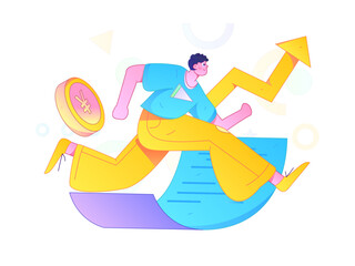 Obraz premium Internet financial management investment flat vector concept operation hand drawn illustration 
