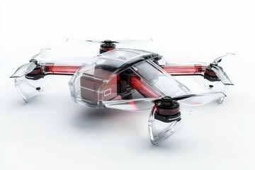 Naklejka premium Transparent drone carrying a package.