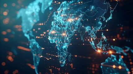 worldwide network connection, digital art illustration, Generative AI