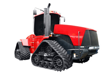Obraz premium big red caterpillar tractor isolated