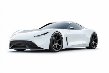 White futuristic sports car isolated.