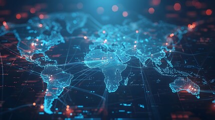 worldwide network connection, digital art illustration, Generative AI