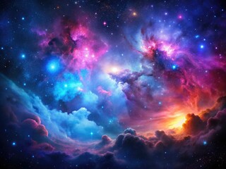 Fototapeta premium Breathtaking Silhouette of a Colorful Interstellar Nebula with Stars and Cosmic Dust