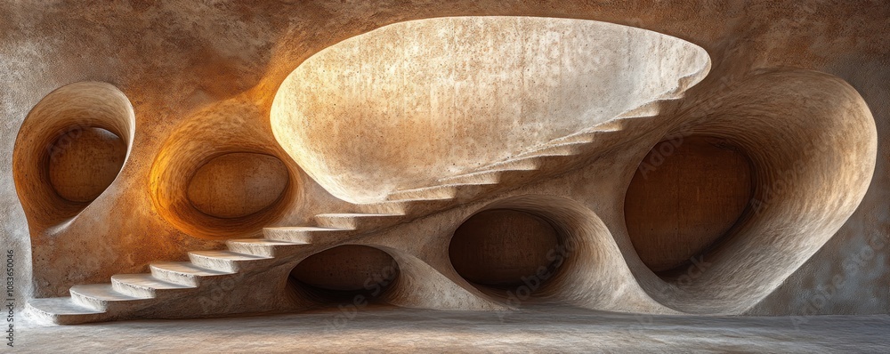 Poster abstract staircase in a cave-like structure