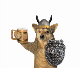 Dog viking with mug of beer