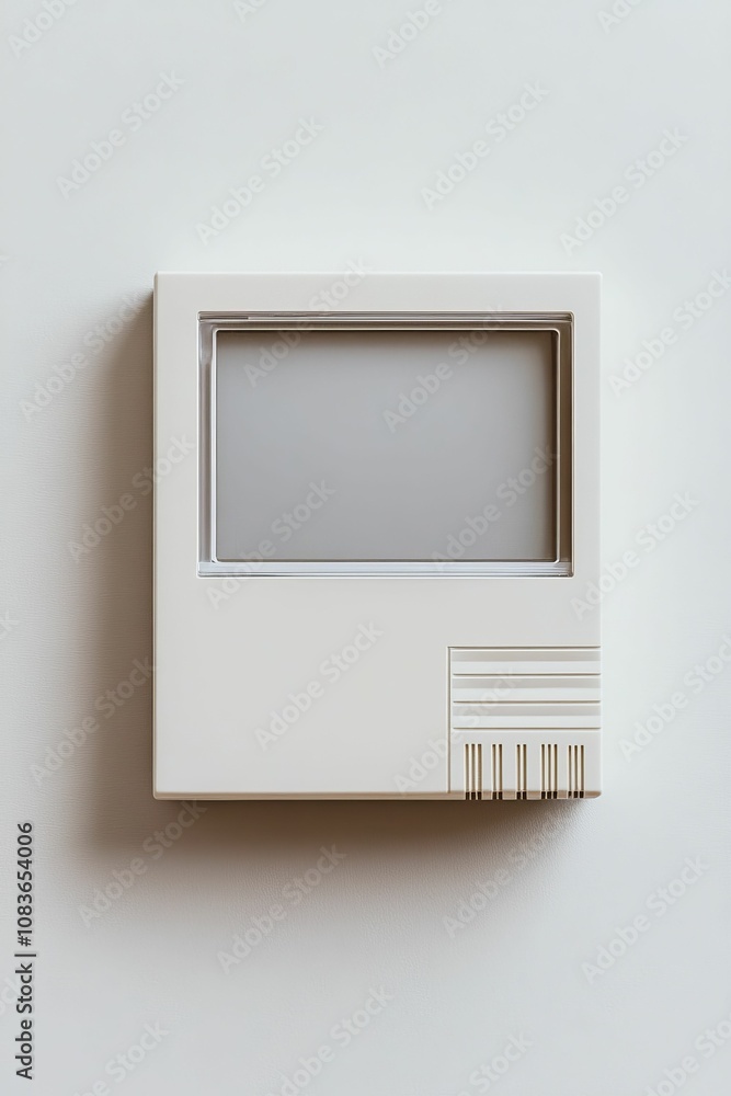 Poster white intercom with rectangular screen.
