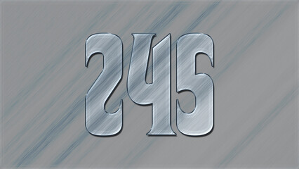3D Glass effect number design of 245, glassy background.