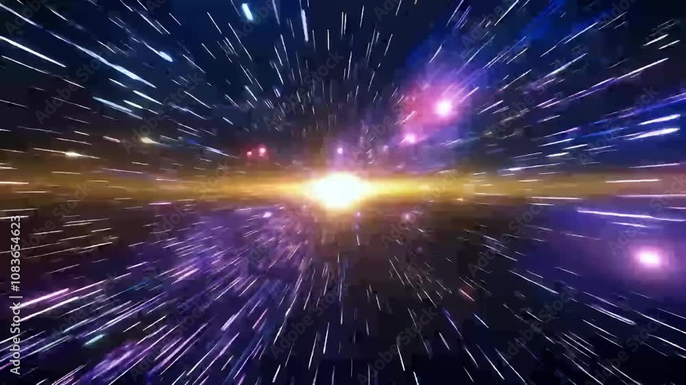 Wall mural stunning space background featuring zoom effect that takes stars simulating hyperspace jump 4k anima