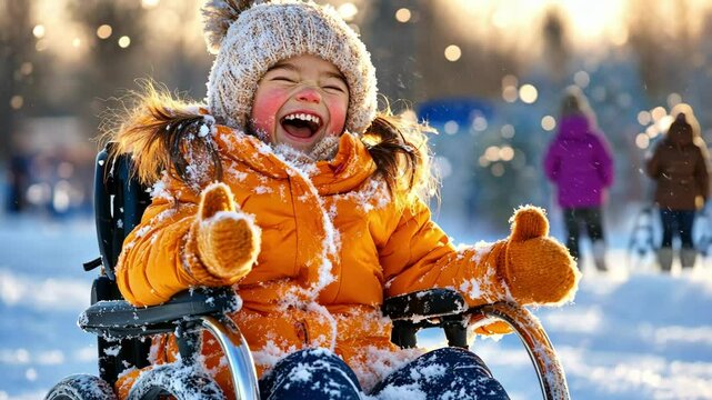 Joyful winter activity in adaptive sports setting
