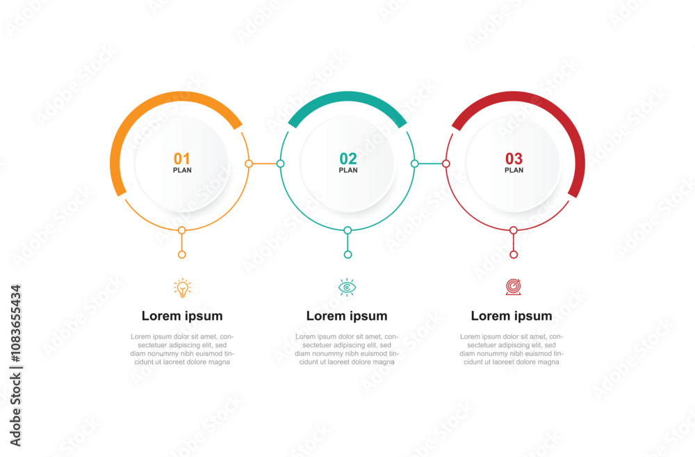 Aufkleber Vector template infographic with 3 step line circle can be used for workflow, business presentation and web graphic design 