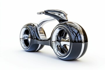 Futuristic black and silver motorcycle.
