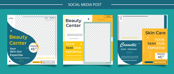 Beauty and spa center social media template design