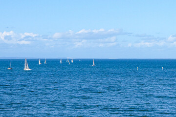 Fototapeta premium Shorncliffe pier, jetty, beach and bayside views, QLD