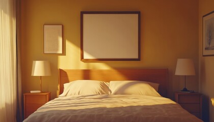 Fototapeta premium Sunlit Bedroom Interior Design.