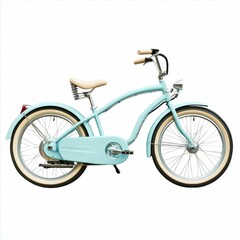Obraz premium Light blue bicycle on white background.