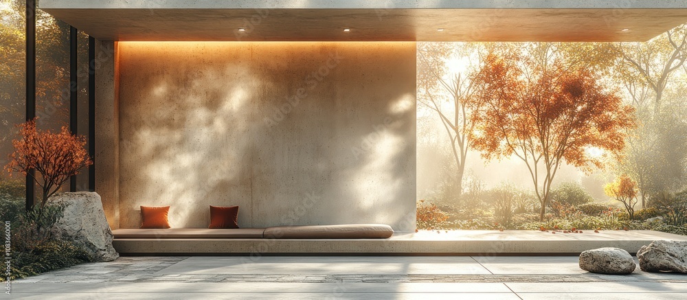 Poster modern architecture with nature view