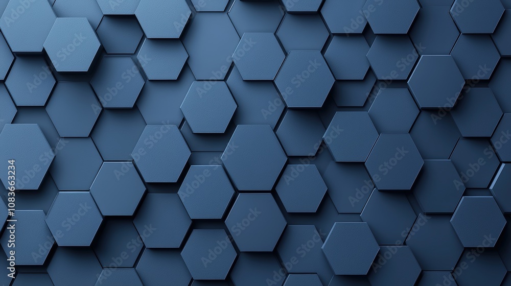 Poster abstract blue hexagon pattern 3d geometric background texture