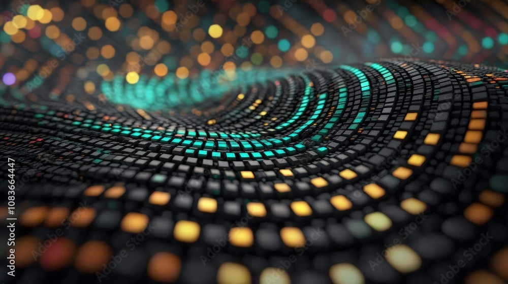 Poster abstract 3d digital wave colorful cubes data flow technology background