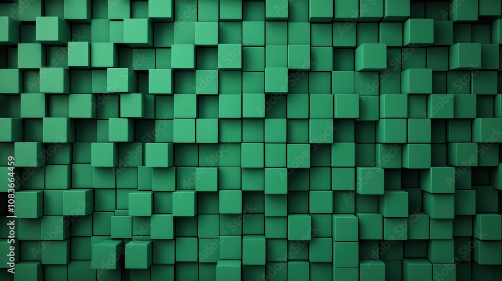 Poster abstract green cube background 3d render geometric texture modern design