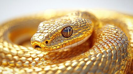 Fototapeta premium Close-up of a golden snake, a symbol of wealth and prosperity for the Chinese Lunar New Year