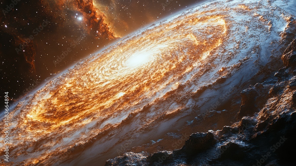 Poster galaxy visuals for mindfulness practice, guiding users into deep relaxation with cosmic imagery