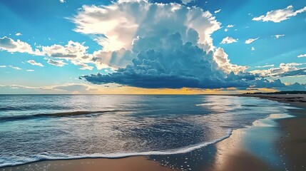 Naklejka premium Dramatic Cloudscape Over a Serene Sea