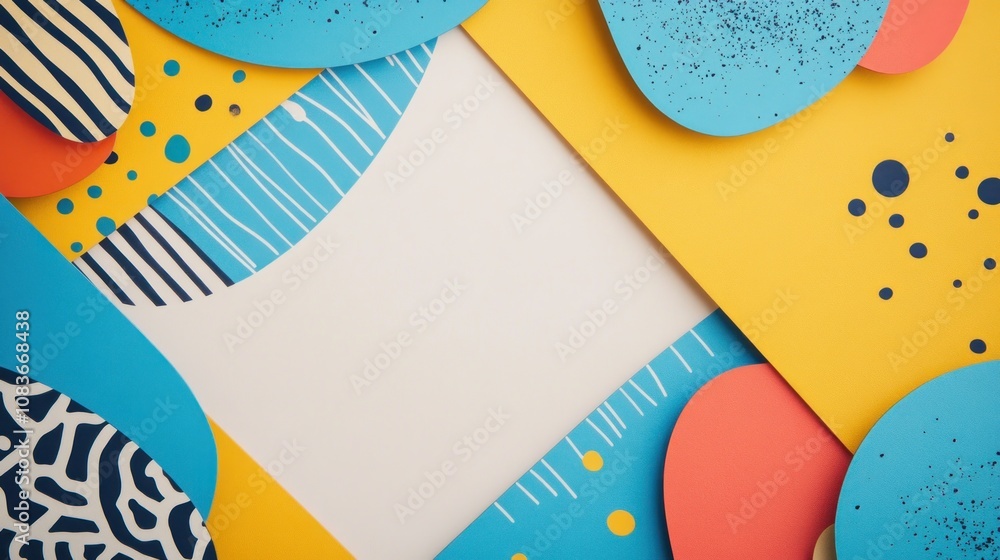 Poster abstract colorful geometric shapes with white background