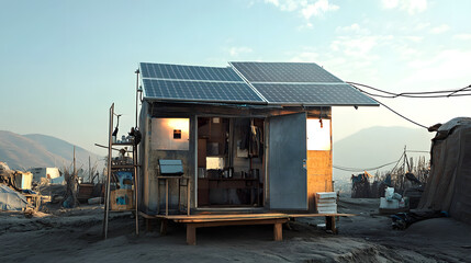 A solar-powered disaster response system that provides mobile energy and communication solutions during natural disasters, enhancing relief efforts in affected areas.