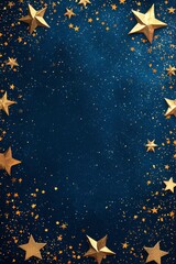 Fototapeta premium A stunning night sky filled with golden stars twinkling against a deep blue background, creating a mesmerizing view to admire