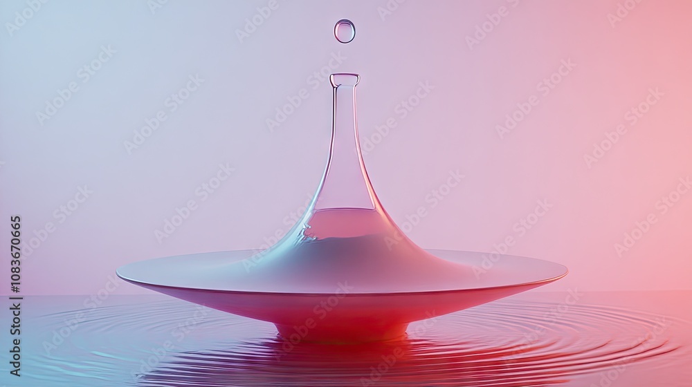 Aufkleber stunning water droplet splash with colorful background and elegant reflection captured in slow motio
