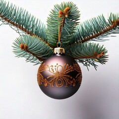 Christmas ball hanging on a fir branch