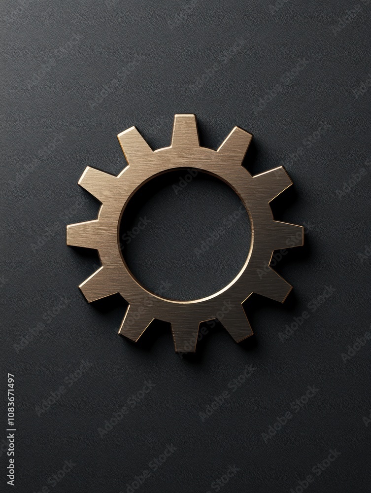 Poster a bronze gear symbol rests against a dark background, symbolizing engineering and technology in a co