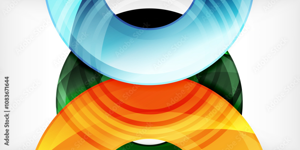 Aufkleber bright colorful circles with light effects. abstract background