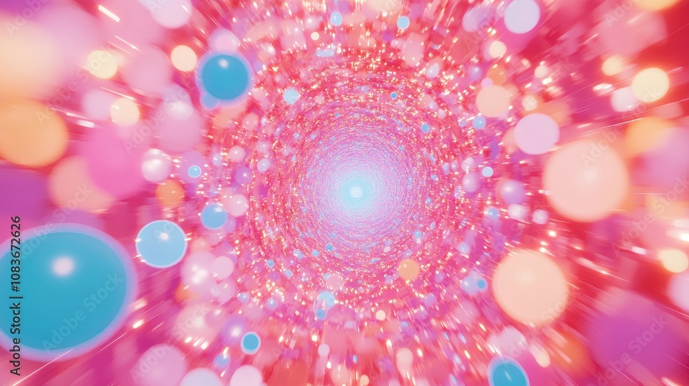 Poster bright and colorful background with circular shapes and gentle motion in a swirling pattern, ideal f