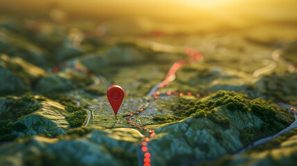 A clean and minimalist image of an orange location pin on a city map, perfect for navigation apps, travel services, and websites. Generative AI
