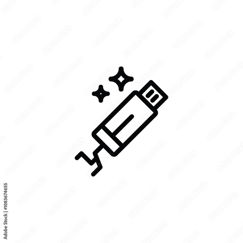 Poster usb icon or logo design isolated sign symbol vector illustration. high quality black line style vect