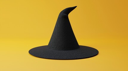 Fototapeta premium Halloween Witch Hat 3D Render Spooky Black Orange Background Festive Autumn Party October Magical