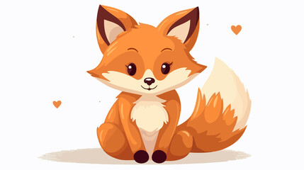 Fototapeta premium Adorable Female Fox Inside Heart Vector Illustration
