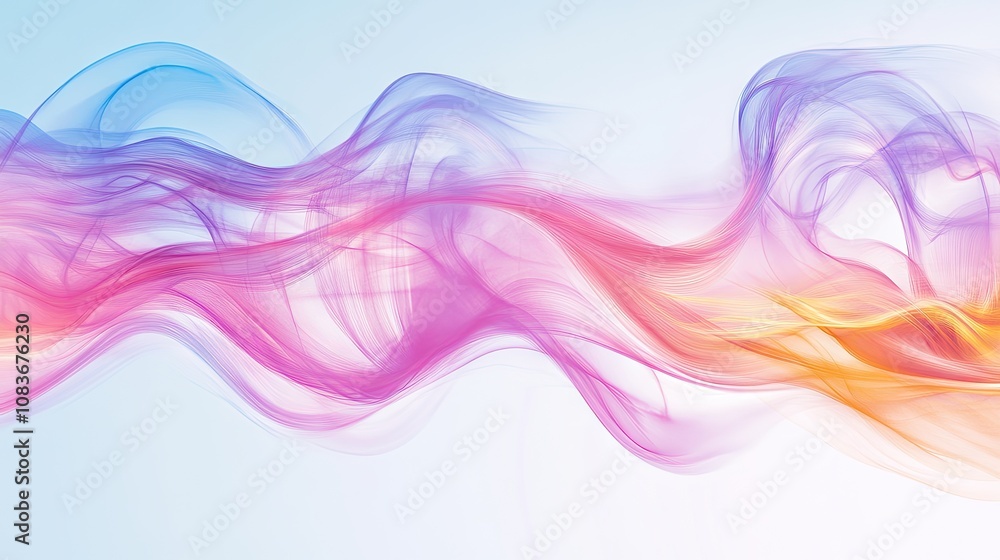 Poster vibrant and ethereal wave patterns in soft pastel colors creating a dreamy and abstract background f