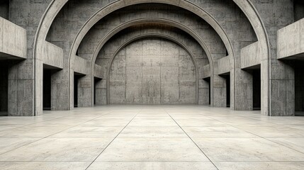 Fototapeta premium Modern Concrete Architecture Geometric Interior Design Empty Hallway